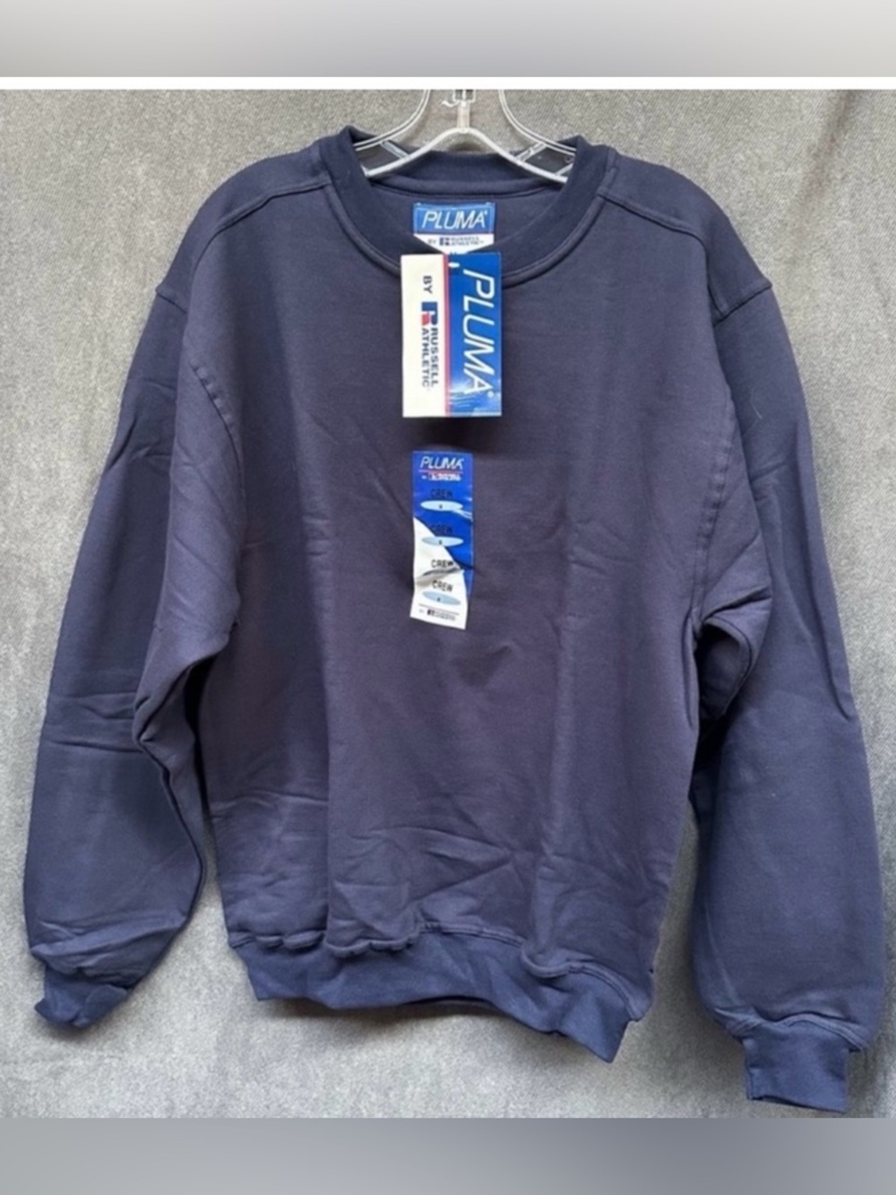 Vintage 90s NOS Sweatshirt blank mens medium blue Pluma Russell Athletic